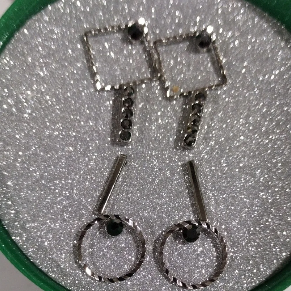 MACY'S Silver Minimalist Geometric shapes Earrings - Women's Fashion Jewelry